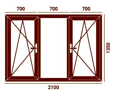Окно трехстворчатое ОК3/2 VEKA Softline