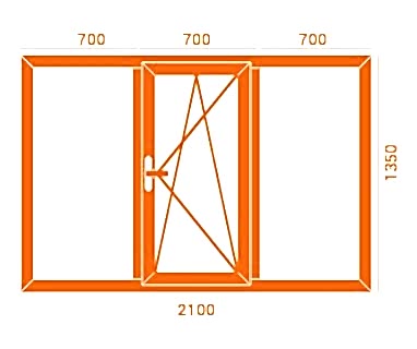 Трехстворчатое окно Thermo-Design
